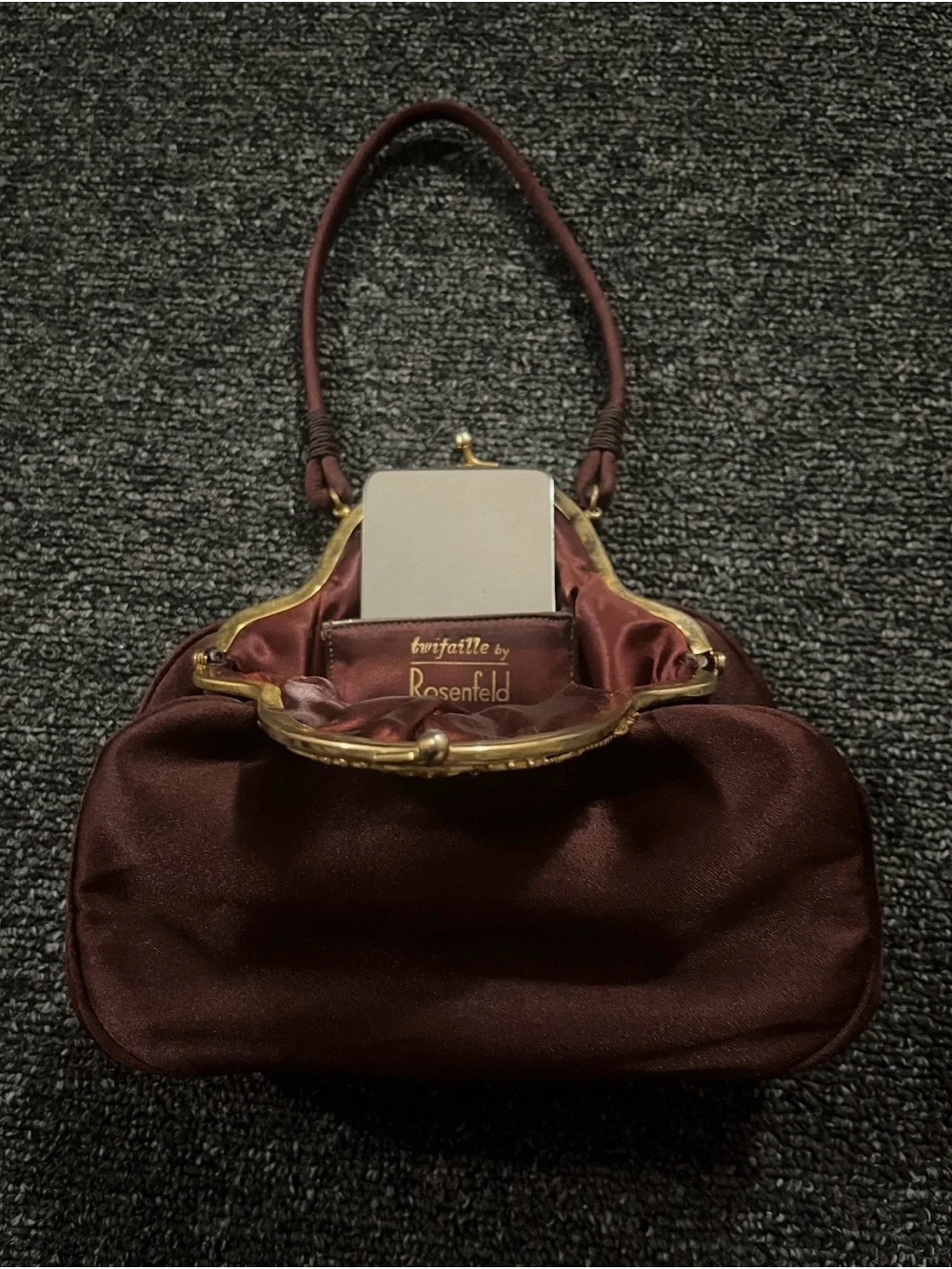 Vintage Rosenfeld Kiss-Lock Top-Handle Evening Bag Dark Cherry